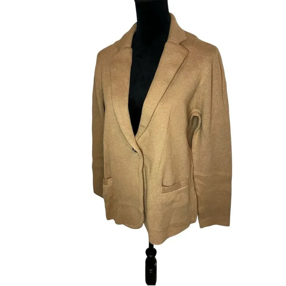 NWT J. Crew Women's‎ Beige Schoolboy Sweater Blazer Cardigan Size L